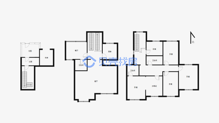 雅山新天地叠墅，五室三卫，带车库，改善房，大客厅-户型图
