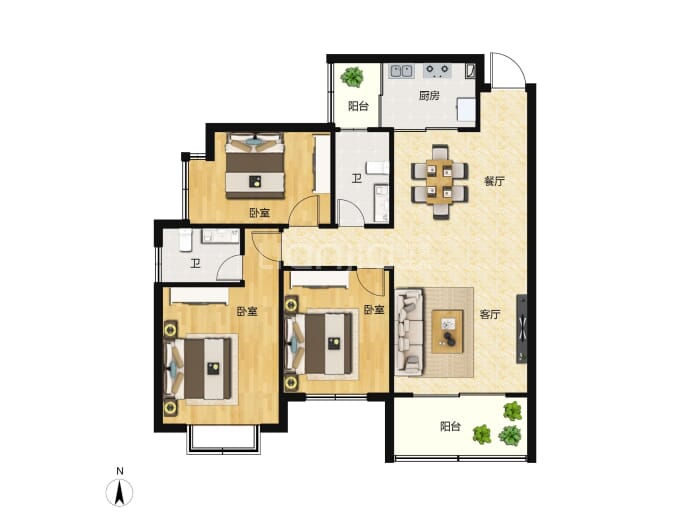 阳光新天地--建面 107.18m²