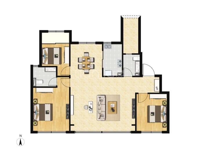 中国铁建·花语天境3室2厅2卫户型图