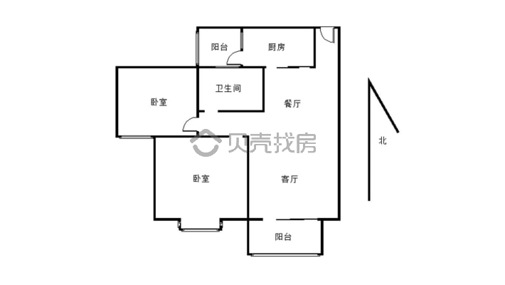 河东房东直卖，西山美邸，朝南中间楼层，清水两室，-户型图