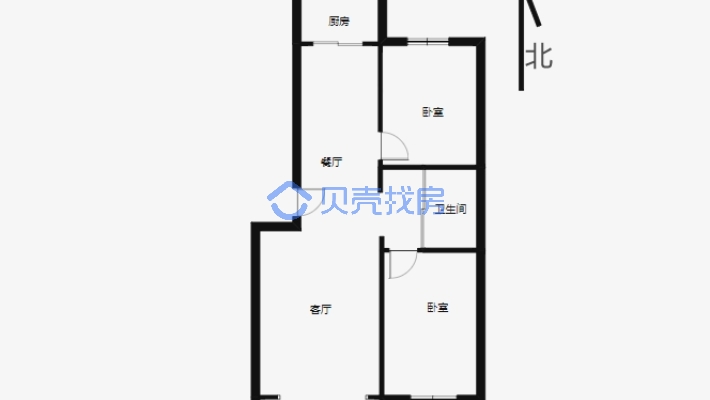 杭州路长春路低首付南北通透2室 采光好 看房方便-户型图