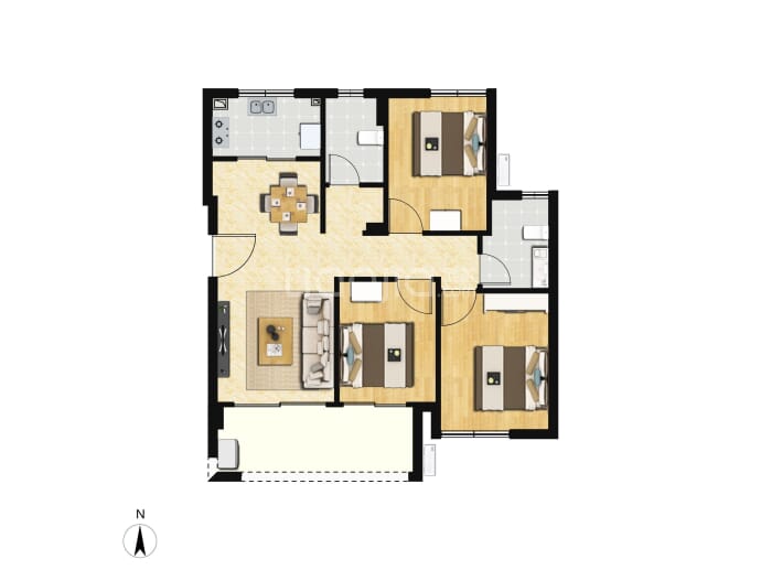 恒荣蓝泽悦滨江--建面 83m²