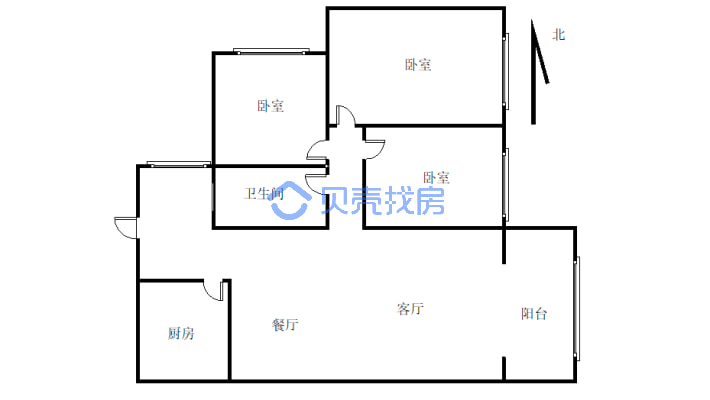 广宇国际 三室 可拎包入住 户型方正 通风采光-户型图