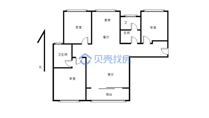 此房位置本小区北边，楼层好，楼间距宽，户型好-户型图