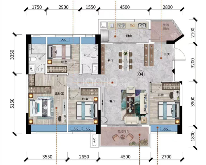 翔顺筠州花园三区--建面 131m²