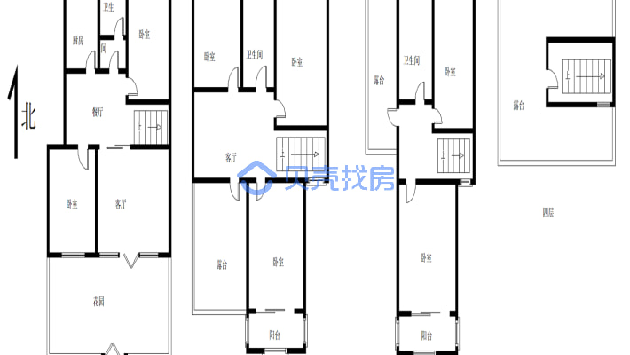 尊龙苑别墅三层一体6室两厅3卫，附带大院子-户型图