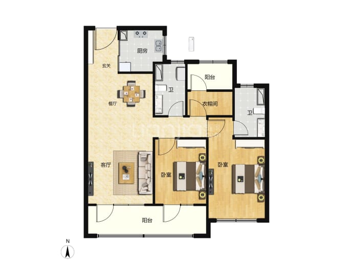 诺德逸安居3室2厅2卫户型图