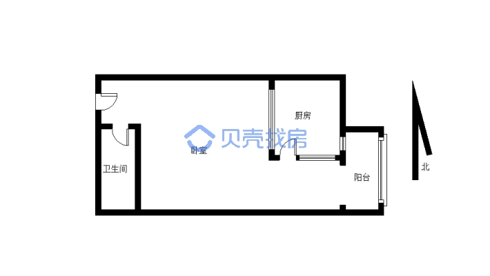 香檀山小区精装一室一厅 布局合理-户型图