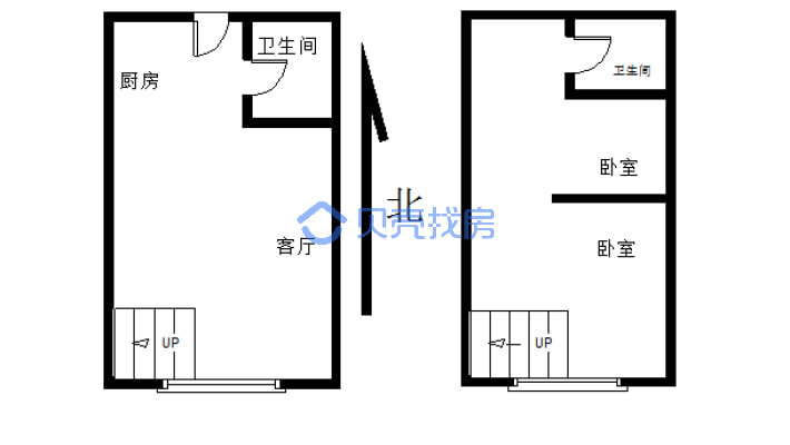 泰汇现代城阳面复式两室两卫 采光无遮挡-户型图