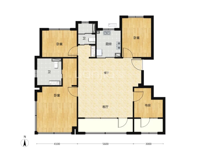 长安华曦府4室2厅2卫户型图