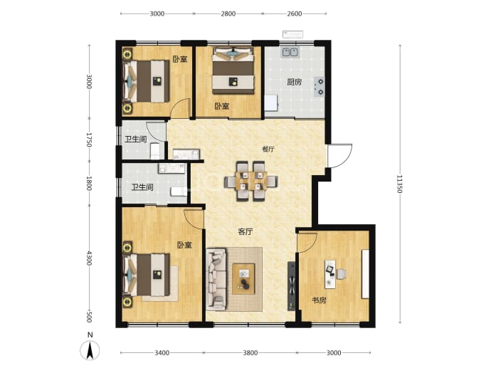 保利建工嘉华天珺4室2厅2卫户型图