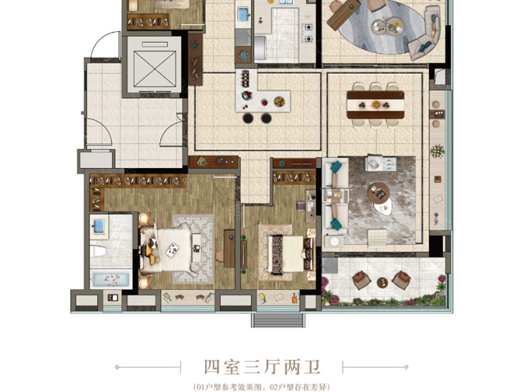 【龙湖天境_合肥龙湖天境楼盘】四居室户型图|4室3厅2卫建面 165m05