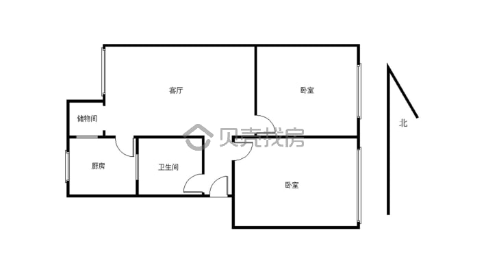 城西标准两室精装修可以直接拎包入住-户型图