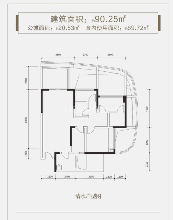 红树湾3室2厅2卫户型图