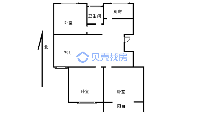 山水家园 3室有证在手  房子简单装修 随时看房-户型图