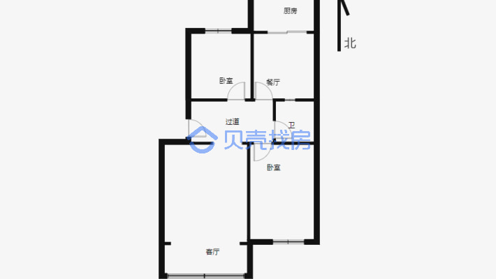 北京南路地铁口一建家属院1楼，一梯两户-户型图