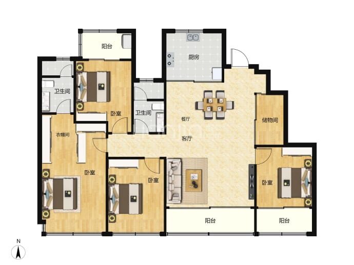 建发云启钱湾4室2厅2卫户型图