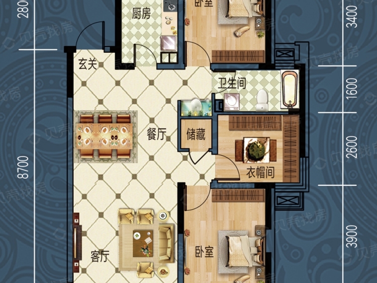 绿地城3室2厅1卫户型图