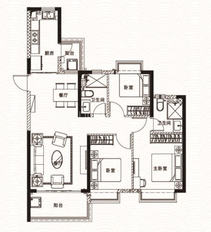 恒大江湾--建面 116.55m²