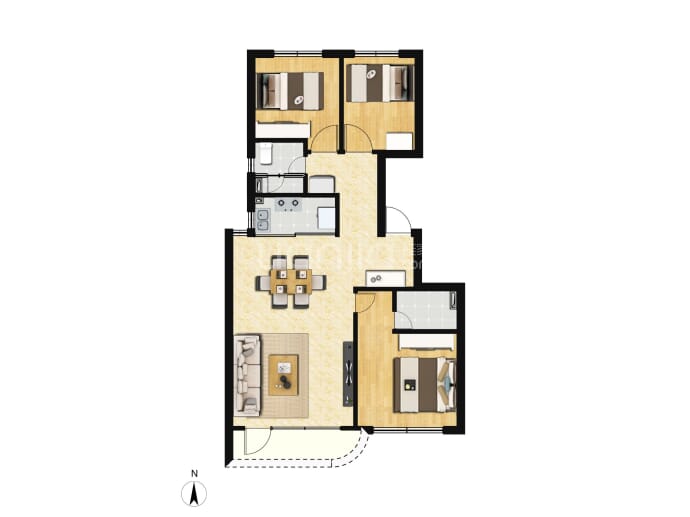 长安润江壹号--建面 124m²