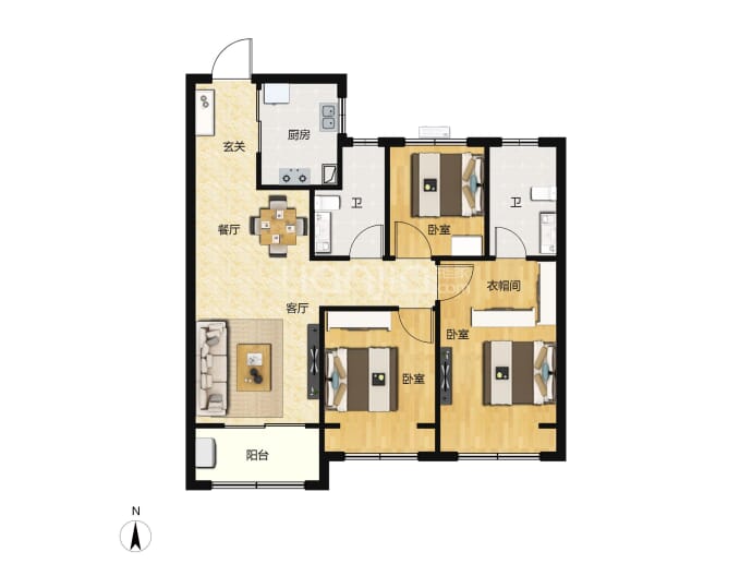 亚星学府印象--建面 97.03m²