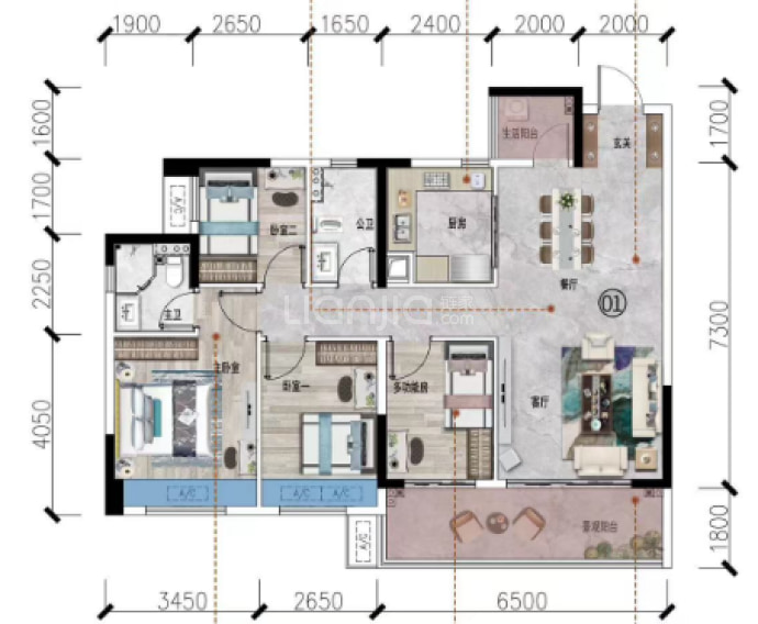 翔顺筠州花园三区--建面 120.03m²