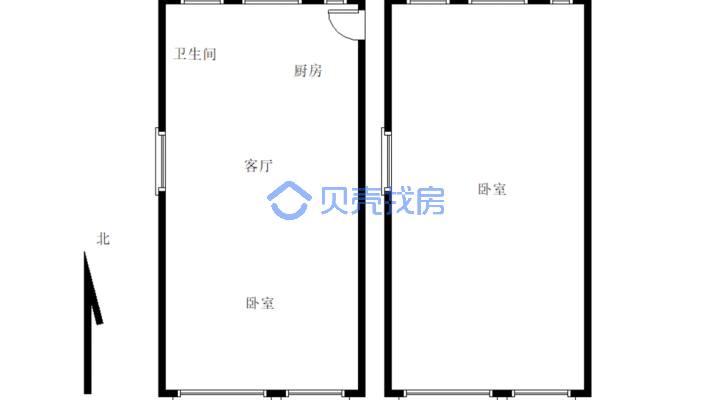 鼎盛·翰林铭座 2室1厅 南 北-户型图