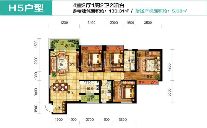 惠丰瑞城--建面 130.31m²
