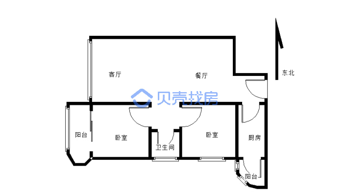 滨江国际B区住家精装修大两室诚心出售-户型图