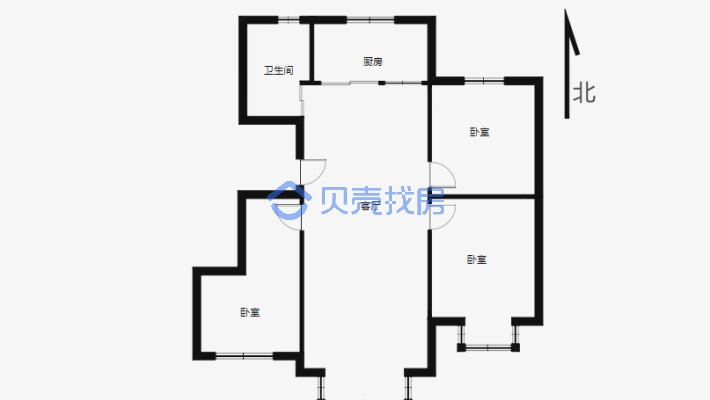北京路新天润3室2厅1卫洋房一梯两户-户型图