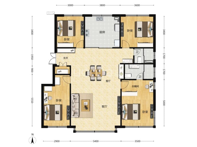 金地金城阙云台4室2厅2卫户型图