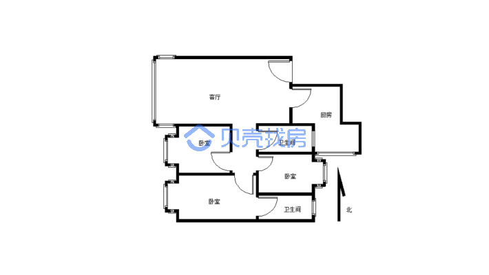 阳光家园三室双卫一楼   格局方正-户型图
