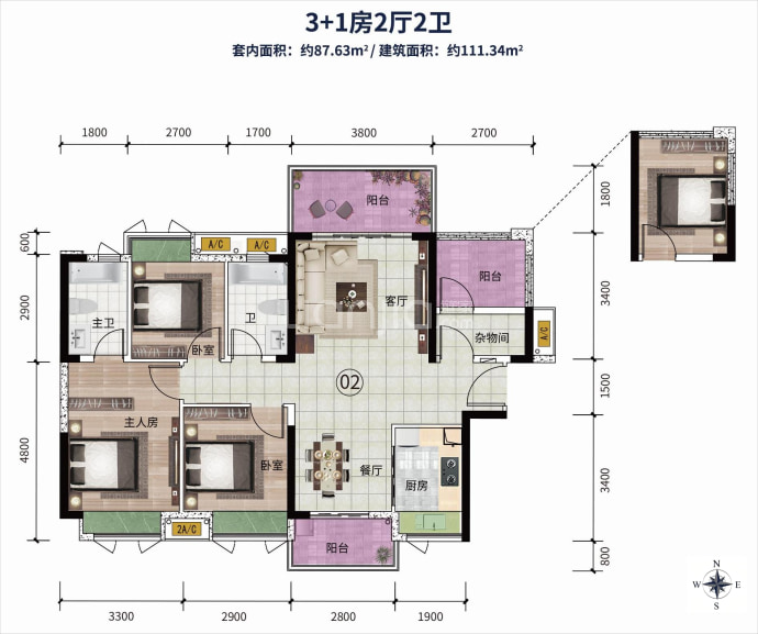 光大江山帝景--建面 111.34m²