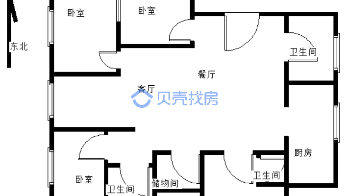 上江北桥湾溪综合楼4室2厅1厨3卫-户型图