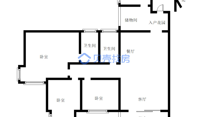 上江北书香府第三室两厅一厨两卫-户型图