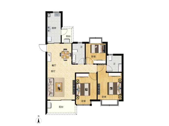 恒大江湾--建面 116.55m²