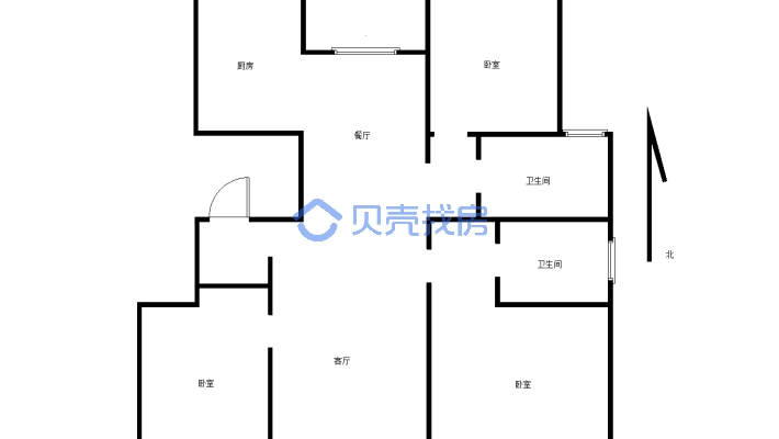 瑞彤·盛景嘉苑 3室1厅 南 北-户型图