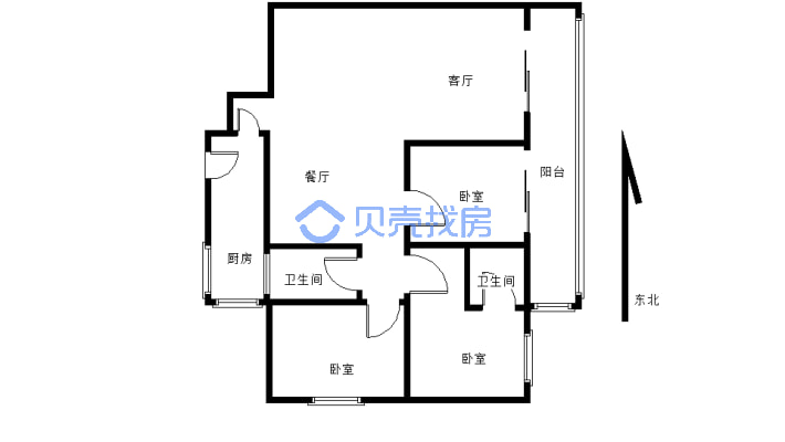 正和滨江国际B区 3室2厅 东南-户型图
