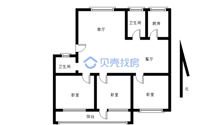 中阳新村 3室2厅 南-户型图