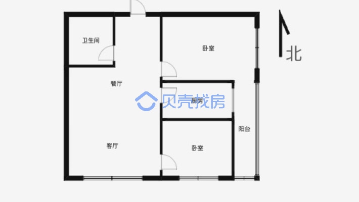 新华南路 新疆银行上层住宅 精装2室-户型图