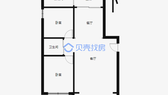 华海新里城 2室2厅 南 北-户型图