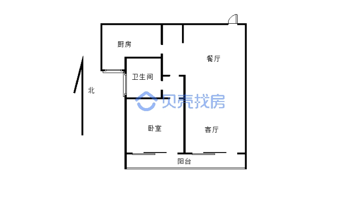 建业城 1室1厅 南-户型图
