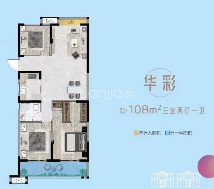 万泰时代城华府--建面 108m²