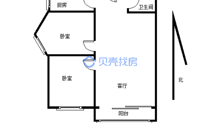 文昌新卷两室一厅一厨一卫77，00平米40万-户型图
