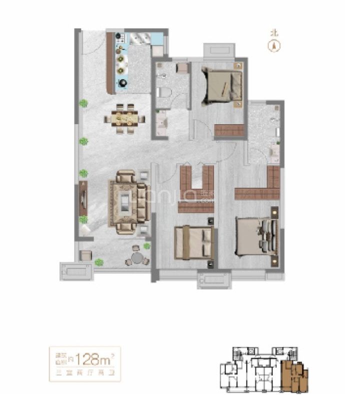 嘉园名第--建面 128m²