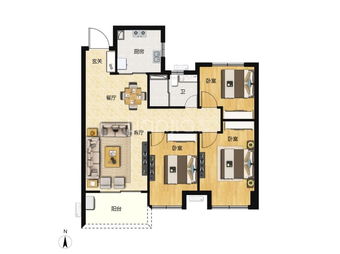 富田城·九鼎公馆--建面 89m²