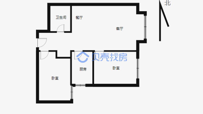 南湖华凌公馆  电梯高层  小面积两室  精装 拎包入住-户型图
