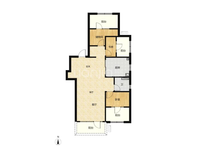 万科四季花城大家3室2厅1卫户型图