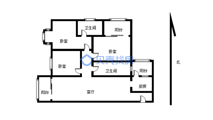 海棠花语 3室2厅 东南-户型图