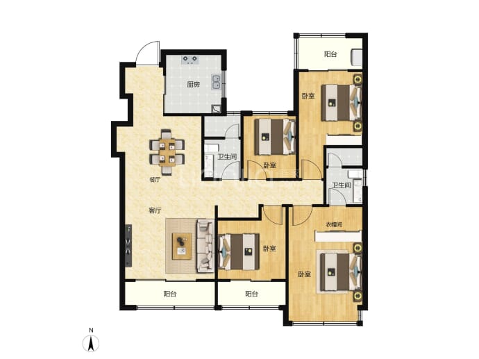 建发云启钱湾4室2厅2卫户型图